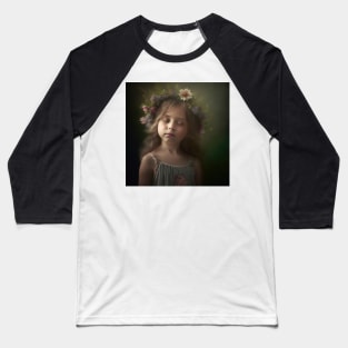 A Young Girl Wearing A Wreath of Flowers Baseball T-Shirt